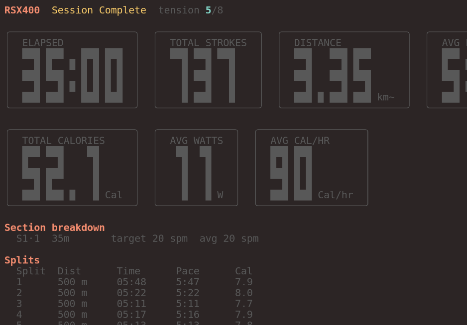 Terminal-Interface für die RSX-400 Rudermaschine